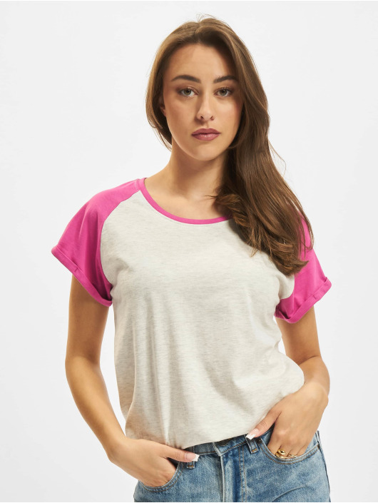 Urban Classics Damen T-Shirt Ladies Contrast Raglan in grau