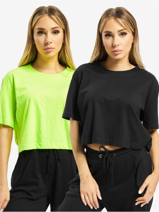 Urban Classics T-Shirt Ladies Short Oversized Neon 2-Pack green