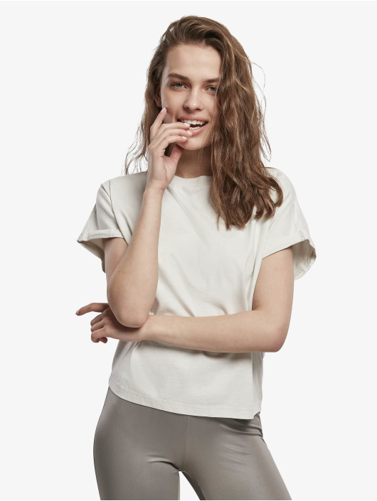 Urban Classics T-shirt Ladies Short Pigment Dye Cut On Sleeve grigio