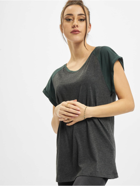Urban Classics T-Shirt Ladies Contrast Raglan gris