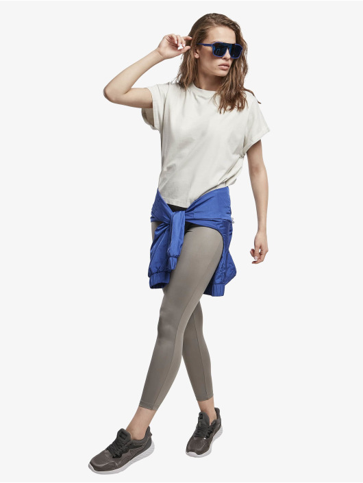 Urban Classics T-shirt Ladies Short Pigment Dye Cut On Sleeve grå