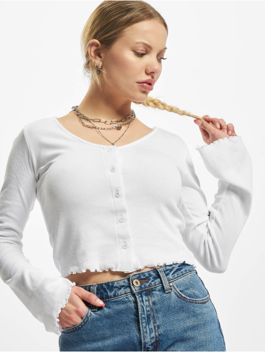 Urban Classics T-Shirt manches longues Ladies Cropped Rib Cardigan blanc