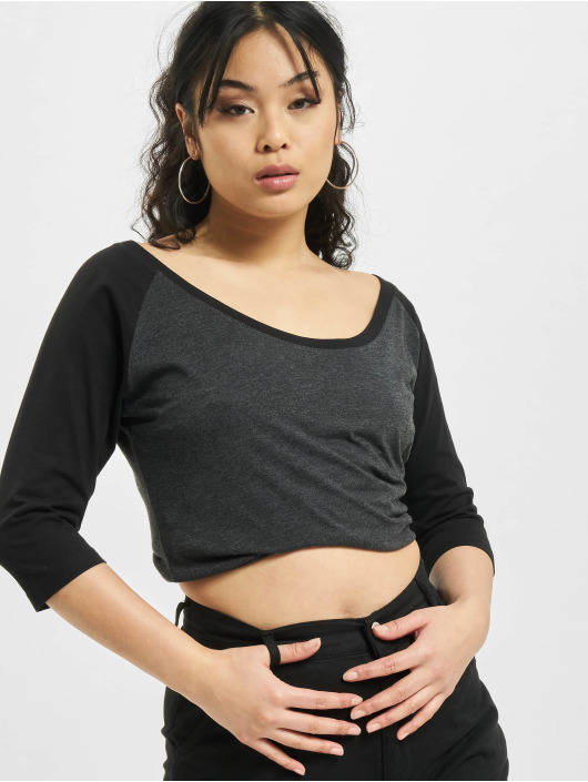 Urban Classics T-Shirt manches longues Ladies 3/4 Contrast gris