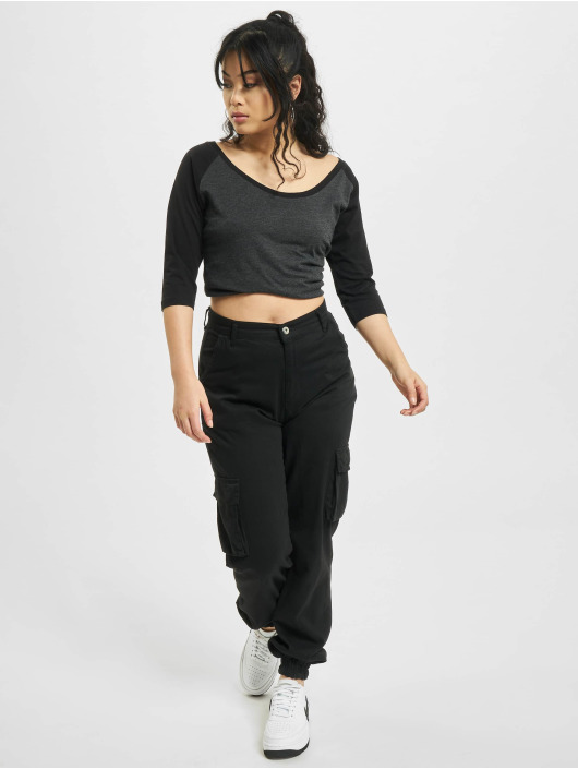 Urban Classics T-Shirt manches longues Ladies 3/4 Contrast gris