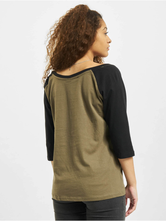 Urban Classics T-Shirt manches longues Ladies 3/4 Contrast Raglan olive