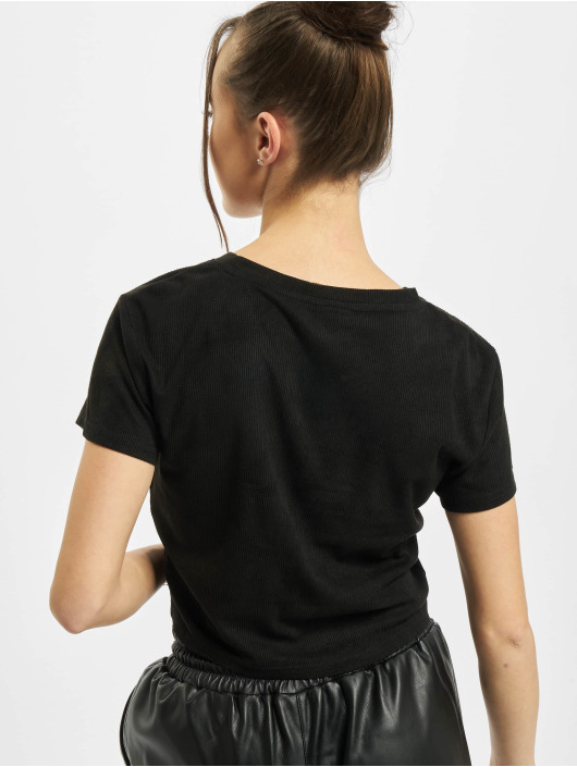 Urban Classics T-Shirt Ladies Cropped Peached Rib noir
