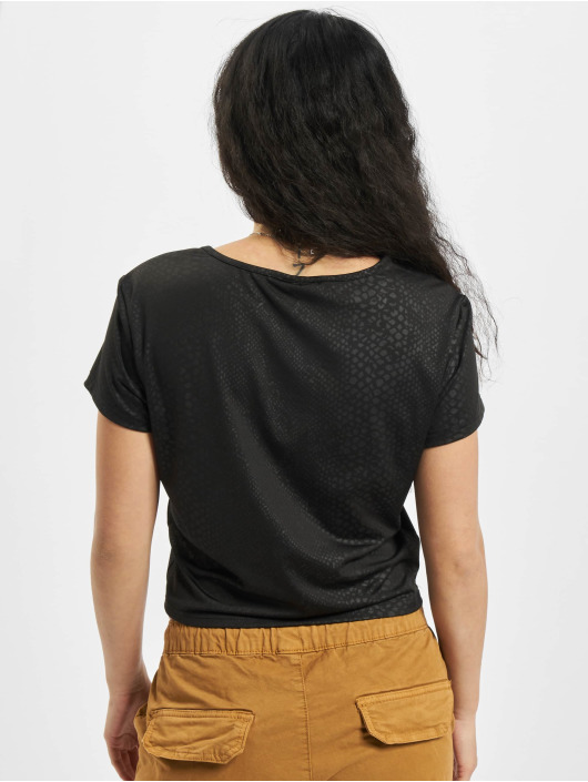 Urban Classics T-Shirt Ladies Stretch Pattern Cropped Tee noir