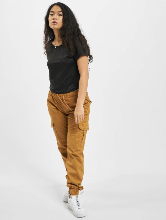 Urban Classics T-Shirt Ladies Stretch Pattern Cropped Tee noir
