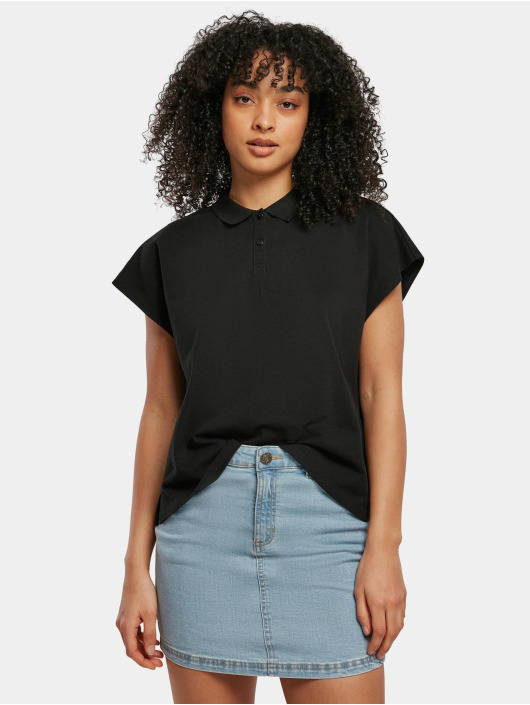 Urban Classics T-Shirt Ladies Oversized Extended Shoulder Polo noir