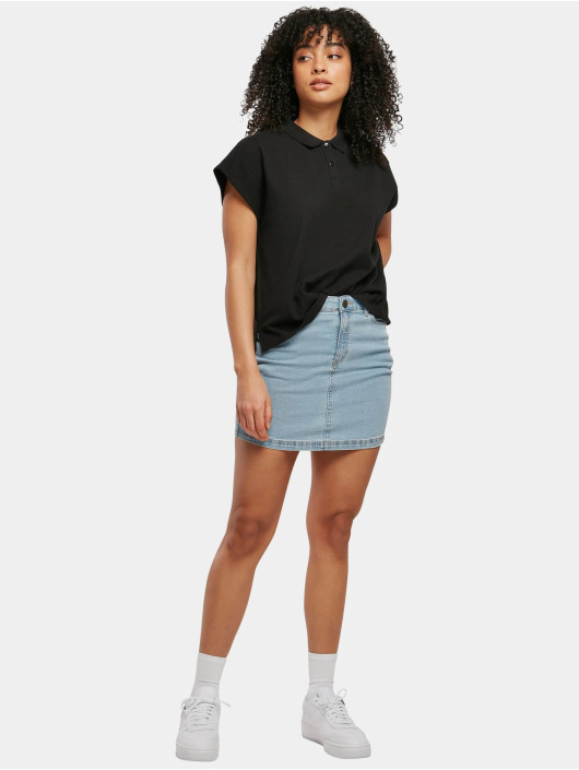 Urban Classics T-Shirt Ladies Oversized Extended Shoulder Polo noir