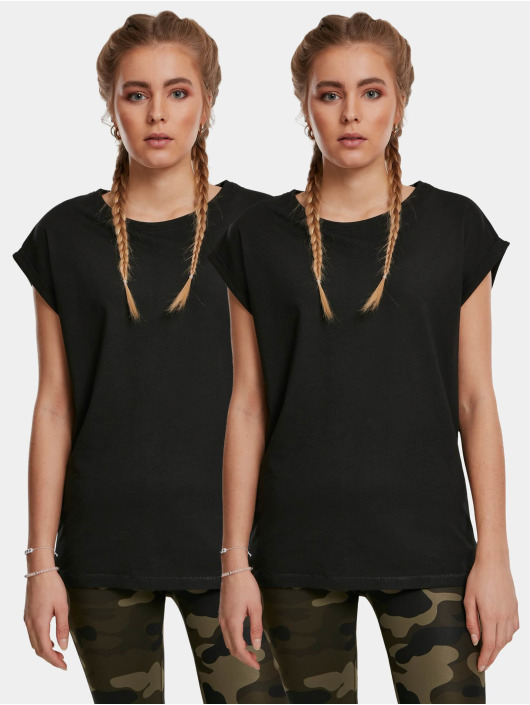 Urban Classics T-Shirt Ladies Extended Shoulder 2-Pack noir