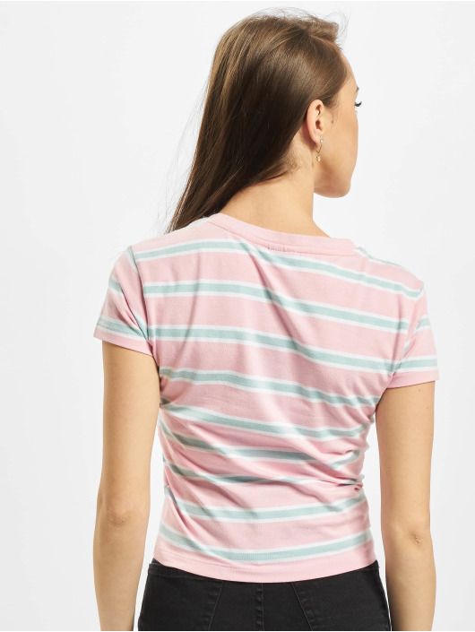 Urban Classics T-Shirt Ladies Stripe Cropped pink