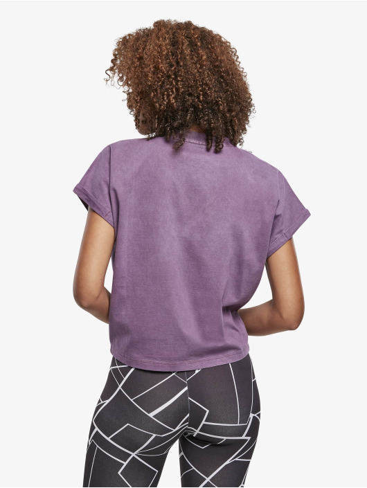 Urban Classics T-Shirt Ladies Short Pigment Dye Cut On Sleeve purple