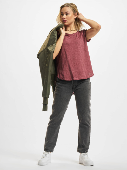 Urban Classics T-Shirt Ladies Long Back Shaped Spray Dye red