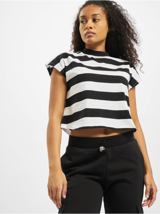Urban Classics Damen T-Shirt Stripe Short in schwarz