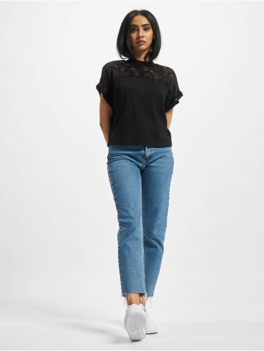 Urban Classics T-Shirt Ladies Short Oversized Lace schwarz