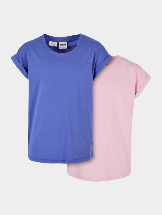 Urban Classics Kinder T-Shirt Girls Organic Extended Shoulder 2-Pack in violet