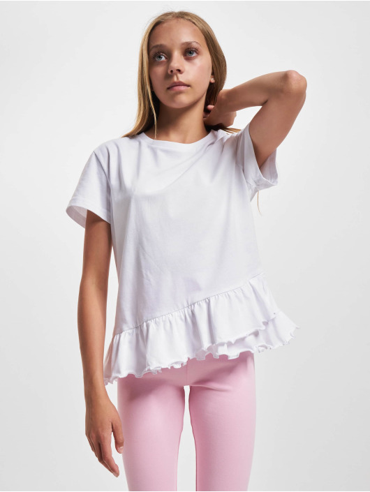 Urban Classics Kinder T-Shirt Girls Organic Volant in weiß