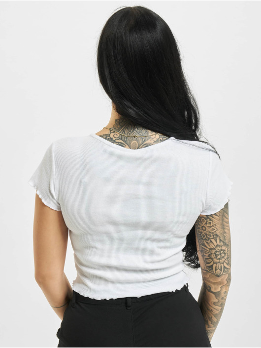 Urban Classics T-Shirt Cropped Button Up Rib white