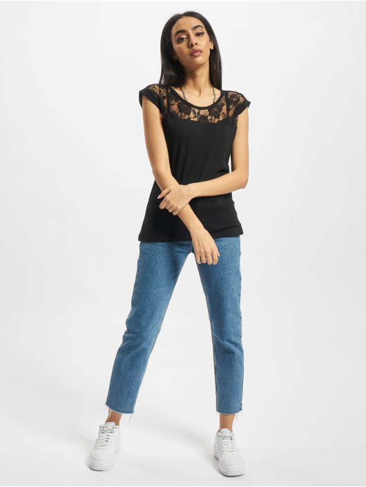 Urban Classics t-shirt Ladies Top Laces 2-Pack zwart
