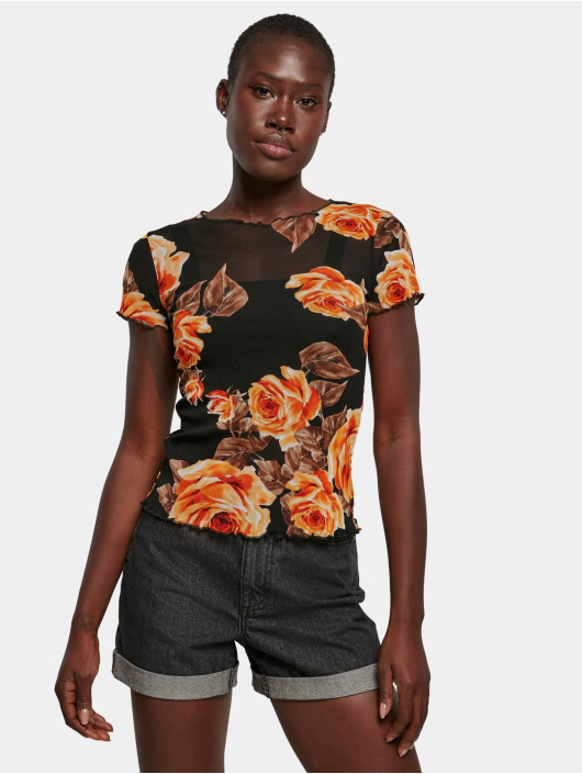 Urban Classics t-shirt Ladies Mesh zwart
