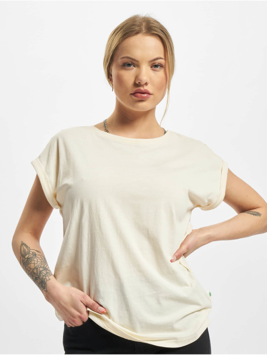 Urban Classics T-Shirty Ladies Organic Extended Shoulder bezowy