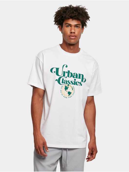 Urban Classics T-Shirty Organic Globe Logo bialy