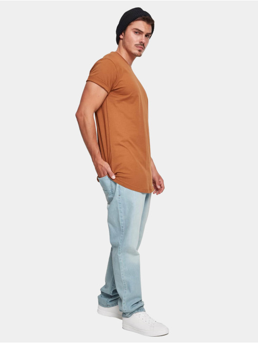 Urban Classics T-Shirty Shaped Long brazowy
