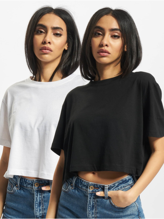 Urban Classics T-Shirty Ladies Short Oversized 2-Pack czarny