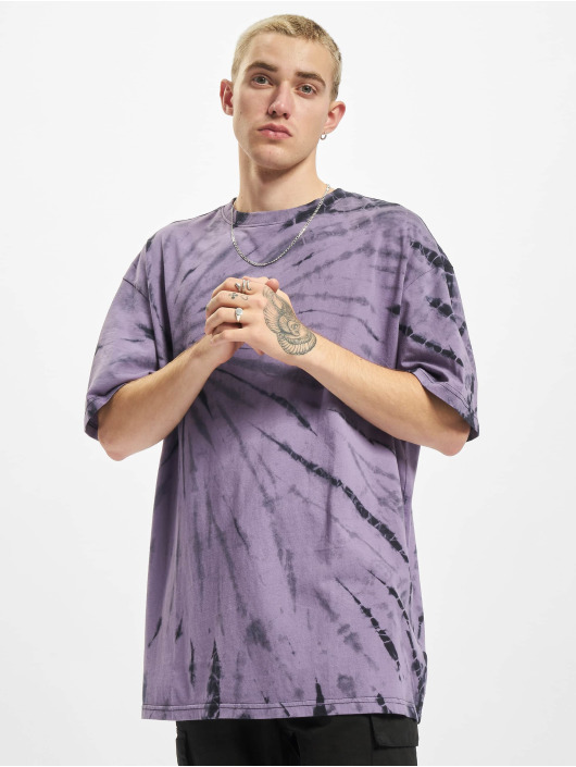 Urban Classics T-Shirty Boxy Tye Dye fioletowy