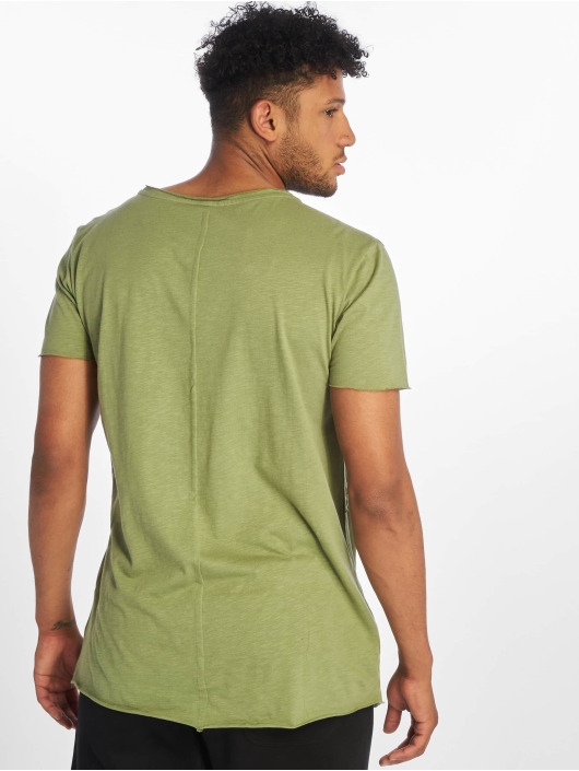 Urban Classics T-Shirty Long Open Edge Front Zip oliwkowy
