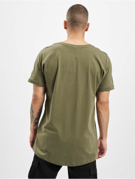 Urban Classics T-Shirty Long Shaped Turnup oliwkowy