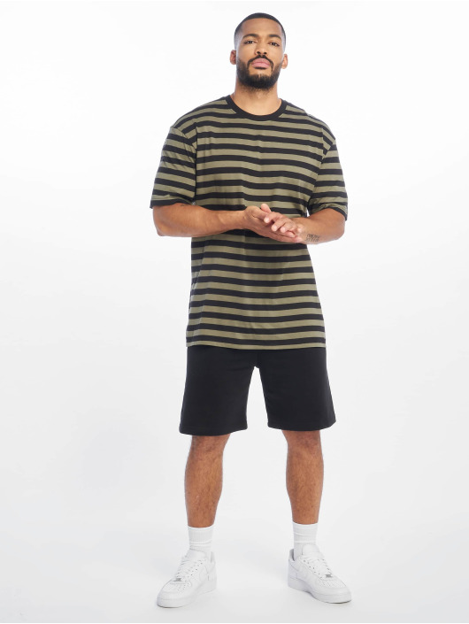 Urban Classics T-Shirty Oversized Yarn Dyed Bold Stripe oliwkowy
