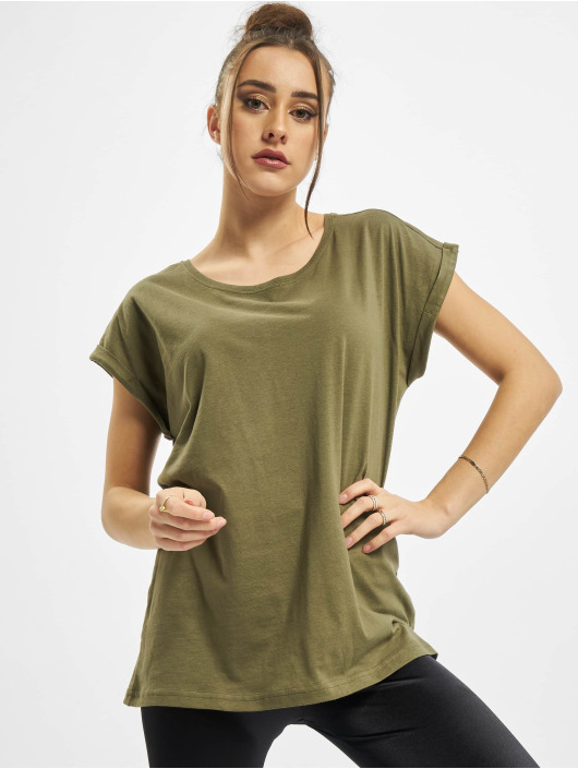 Urban Classics T-Shirty Ladies Organic Extended Shoulder oliwkowy