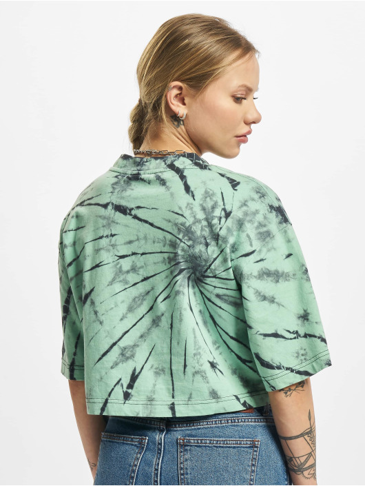 Urban Classics T-Shirty Ladies Oversized Cropped Tie Dye zielony