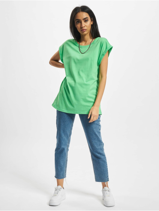 Urban Classics T-Shirty Ladies Extended Shoulder zielony