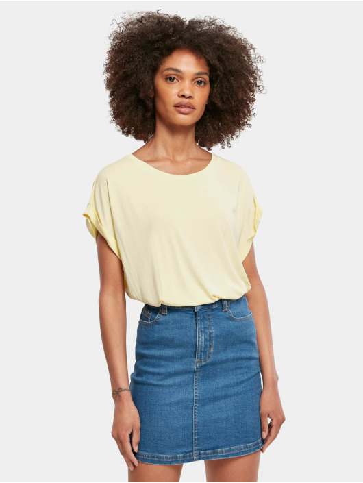 Urban Classics T-Shirty Ladies Modal Extended Shoulder zólty