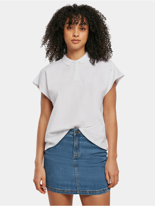Urban Classics T-skjorter Ladies Oversized Extended Shoulder Polo hvit