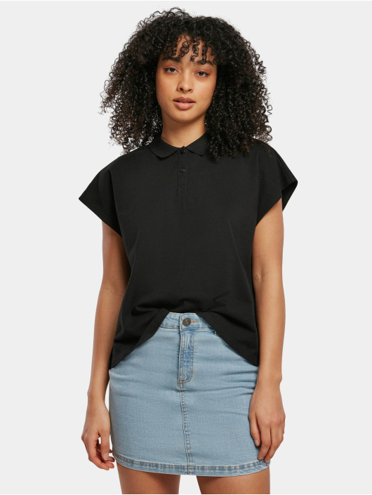 Urban Classics T-skjorter Ladies Oversized Extended Shoulder Polo svart