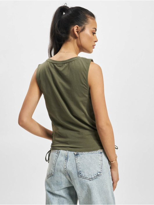 Urban Classics Tank Tops Lace Up Cropped oliwkowy