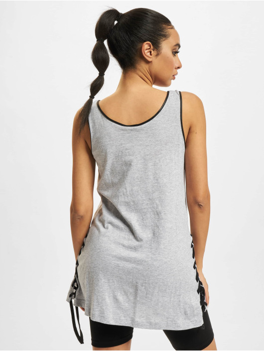 Urban Classics Tank Tops Leather Imitation Side Knotted szary