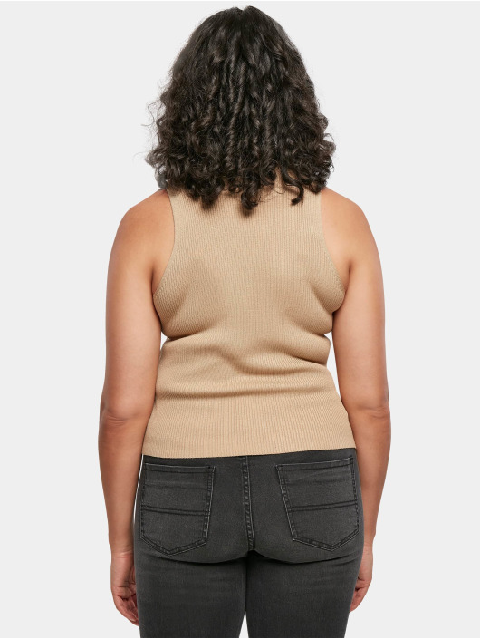 Urban Classics Tanktop Ladies Short Rib Knit Turtleneck beige