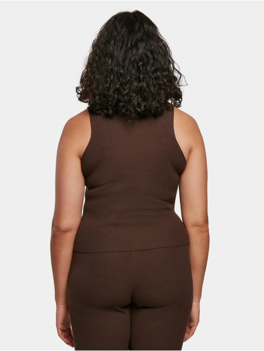 Urban Classics Tanktop Ladies Short Rib Knit Turtleneck bruin