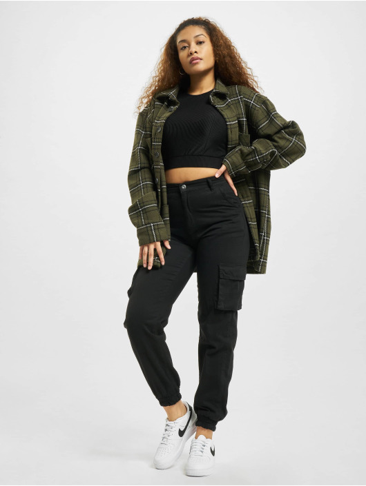 Urban Classics Top Ladies Cropped Shiny black