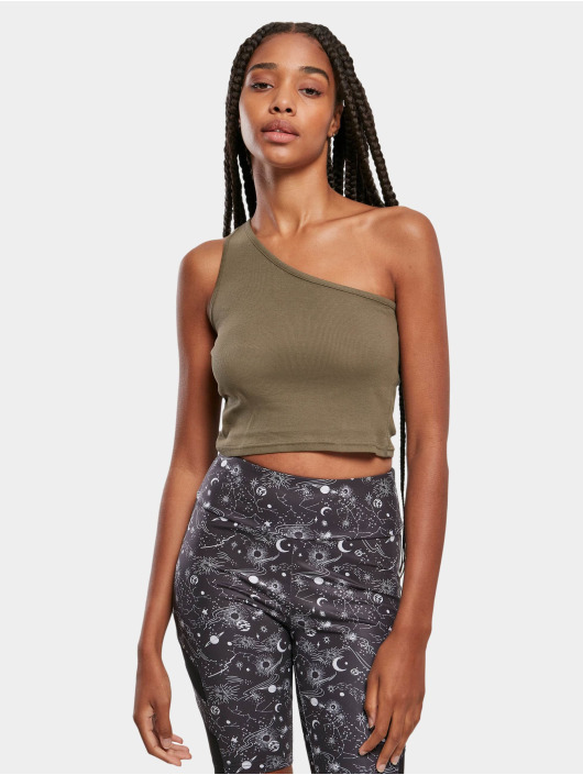 Urban Classics Top Ladies Cropped Asymmetric khaki