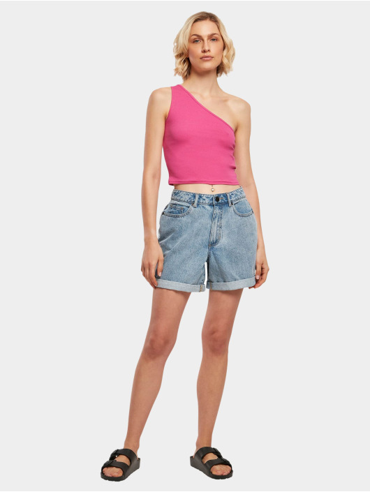 Urban Classics top Ladies Cropped Asymmetric pink