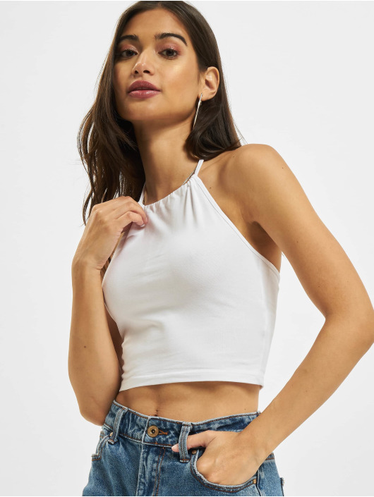 Urban Classics Tops Cropped Neckholder bialy