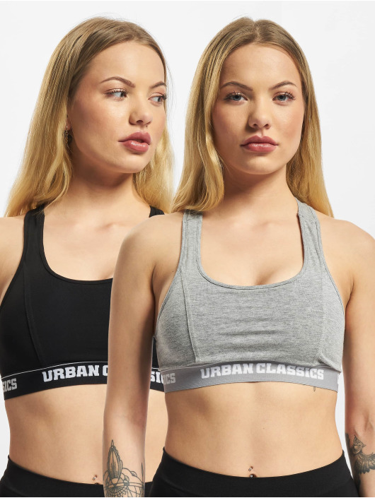 Urban Classics Tops 2-Pack Ladies Logo nero