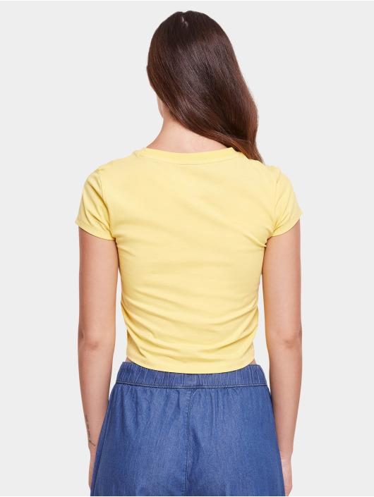 Urban Classics Tričká Ladies Stretch Jersey Cropped žltá