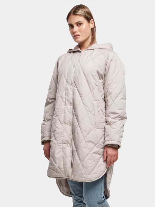 Urban Classics Välikausitakit Ladies Oversized Diamond Quilted Hooded harmaa